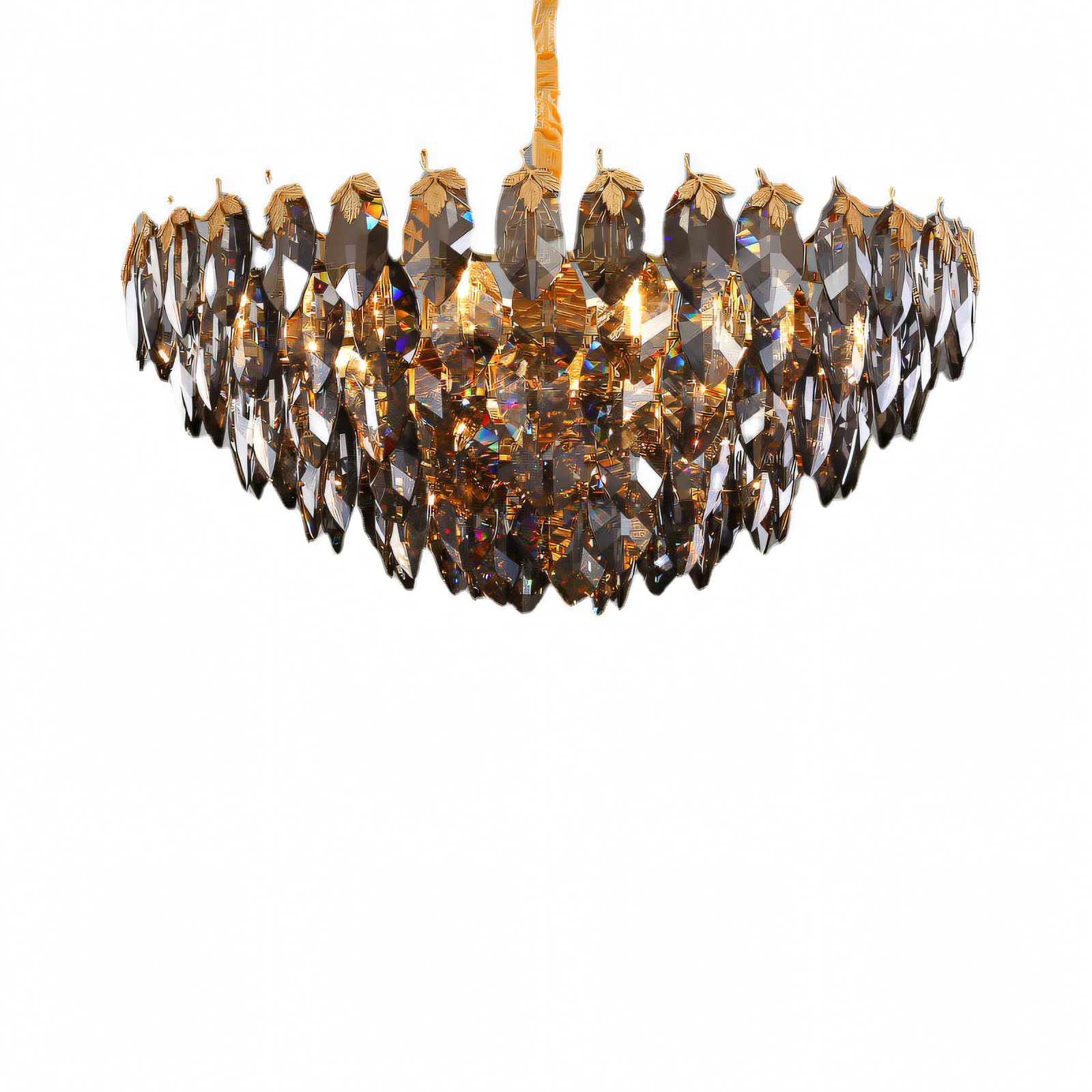 600mm Modern Simple Round Villa Decorative Crystal Leaf Chandelier